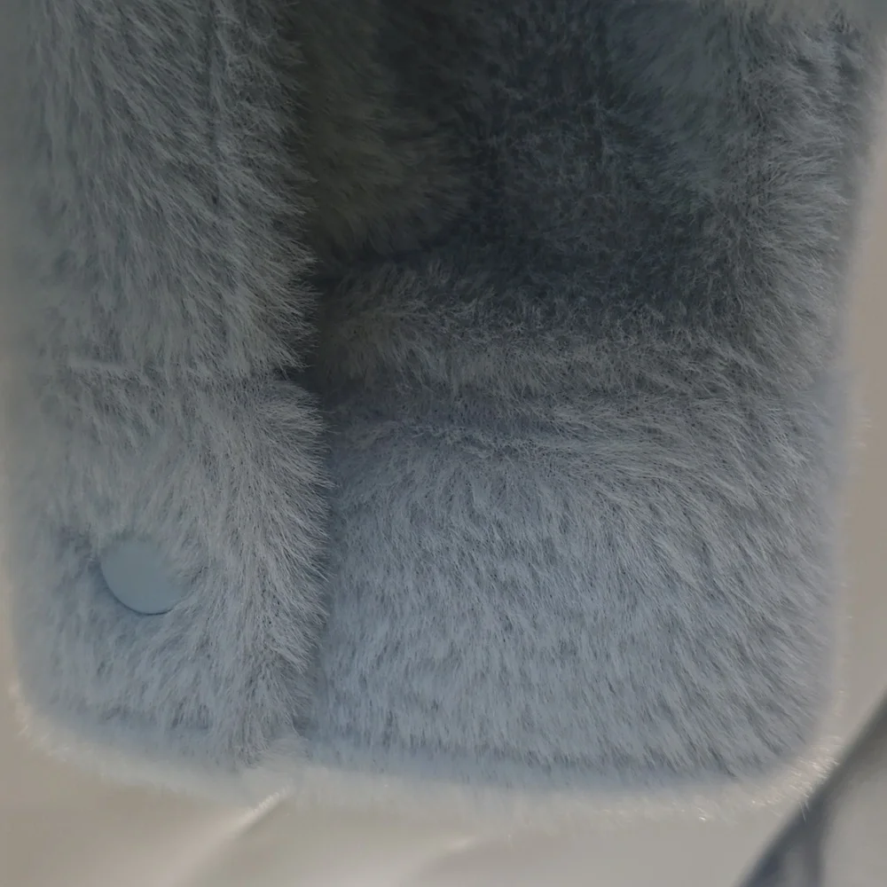 Banana Republic Light Blue Faux-Sherpa Button Jacket